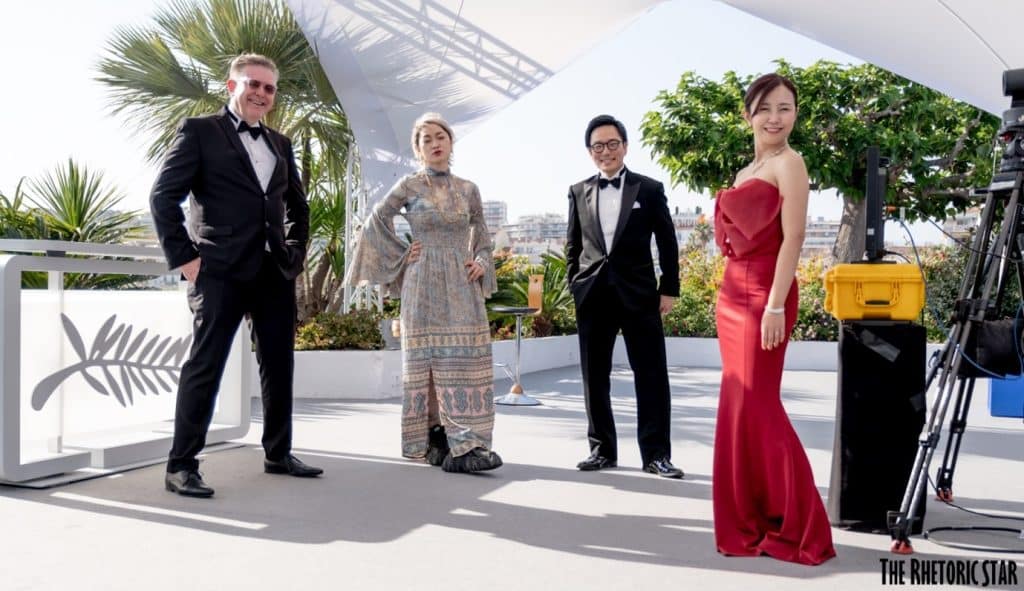  Pictured from left to right: sound designer Sefi Carmel, international animator GOZ:, crypto media executive and film producer Ryo Nakatsuji and Miss Bitcoin, the film's producer Mai Fujimoto at Cannes Film Festival in May 2022, Crypto Anthology, NOMA, The Table Read